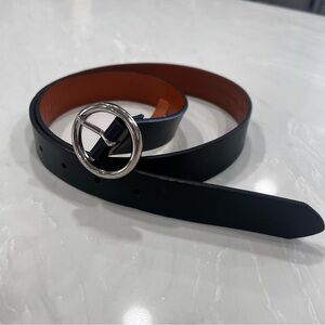 Halogen Black Leather Belt with Silver Buckle Size S Trouser Fit